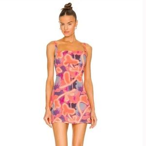 Miaou ginger dress neon peach floral size L. Worn once